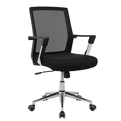 SONGMICS Swivel Desk Chair for Home, Mesh Office Chair with Arms, Lumbar Support, Tilt Mechanism, Adjustable Height, Max. Load Capacity 120 kg, H