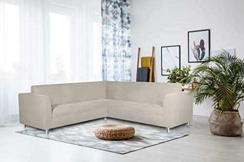 Italian Bed Linen Dahlia Corner Sofa Cover, 92% polyester + 8% elastometer, Brown