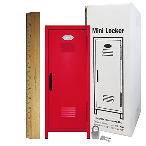 Mini Locker with Lock and Key Red -10.75" Tall