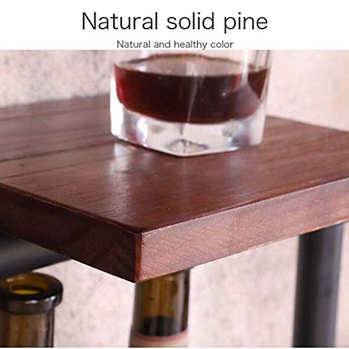 EYLINK Wine Rack Wall-Mounted Metal Wine Glass Rack Pipe Hanging Bottle Holder Wooden Floating Shelf Industrial Antique Decorative Display Rack W