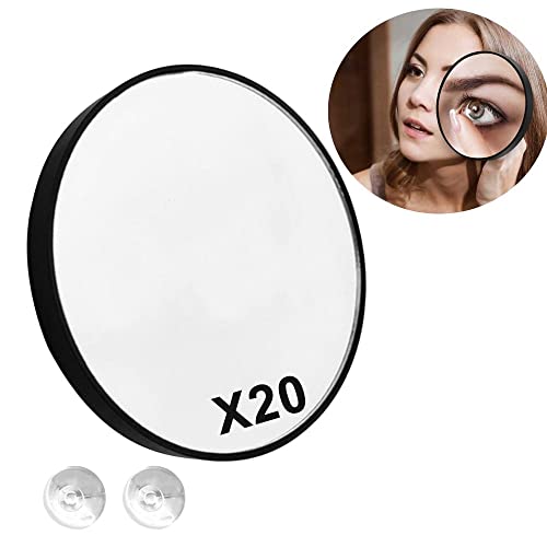 gofidin Makeup Mirror Round 20x Magnifying Mirror with Two Suction Cups for Easy Mounting Remove Acne pores Cosmetics Tool