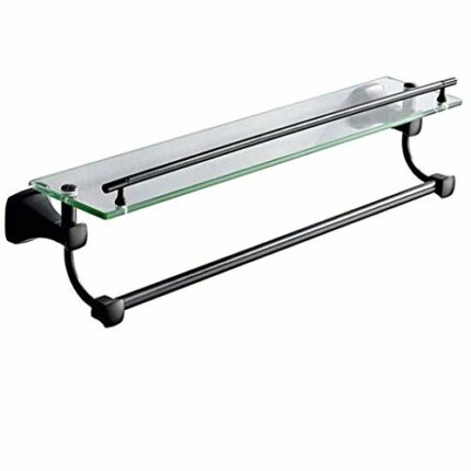 RSOCHS Stainless Steel Towel Towel Rack - Bathroom Pendant Double Bathroom Glass Shelf(50×19.5cm)