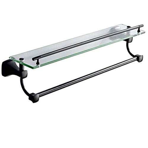 RSOCHS Stainless Steel Towel Towel Rack - Bathroom Pendant Double Bathroom Glass Shelf(50×19.5cm)