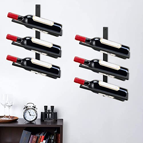 Giyiprpi Wall Wine Rack Bottle Rack for 6 Bottles, Metal Wine Rack Hanging Wall Mounted Wine Bottle Racks, Wall Shelf Wine Storage Rack for Kitch