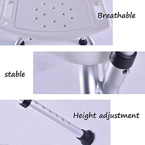 Bath Stools,Shower Stool Bath Chair Bathroom Seat with Armrests with Backrest Adjustable Height Portable Lightweight Aluminum Non-Slip Handicappe