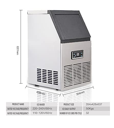 SPLAWN Commercial Ice Maker, Freestanding Stainless Steel Ice Cube Machine, 10 minutes of extremely fast ice production, 11.5kg Storage Capacity,