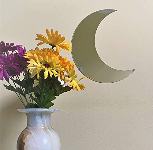 Crescent Moon Mirror - Wall Decor with Chic Boho Aesthetic for Urban Living Room Apartment Bedroom or Home - Durable Lightweight and Safe Acrylic
