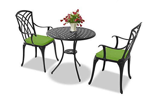 Homeology OSHOWA Cast Aluminium Weatherproof Outdoor Table with 2 Chairs Bistro Set