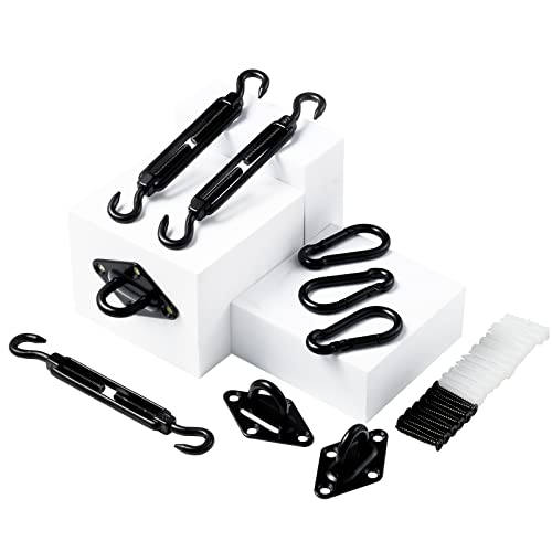 Sun Shade Sail Hardware Kit M6 Black for Garden Triangle, Awning Attachment Set, Heavy Duty Sun Shade Sail Fixing Kit