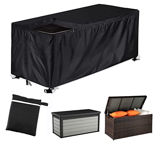 Outdoor Deck Box Cover with Zipper UCARE Waterproof Garden Storage Box Cover 420D Oxford Patio Furniture Cover Storage Container Anti-UV Protecti