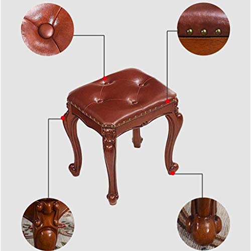 FGHOEV Vanity Stool, PU Leather Makeup Dressing Stool with Rubberwood Legs, Stool for Bedroom, Padded Cushioned Piano Seat
