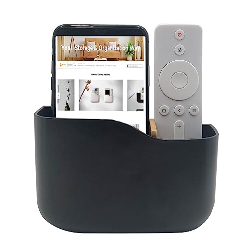 SUNFICON 2 Pack Adhesive Remote Control Holder Wall Mount Media Player Controller Holder Universal TV Remote Organiser Caddy Box Hollow Bottom Ea