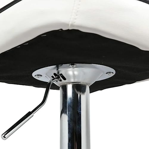 MoNiBloom White-Black Blocking Bar Stools Set of 2, Vibrant Racing Style Height Adjustable PU Leather Barstools with Footrest, 360° Swivel Kitche
