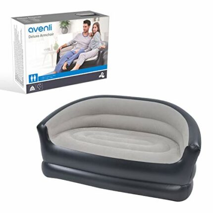AVENLI Deluxe 2 Person Inflatable Sofa Couch/Flocked Finish/Durable Vinyl Material/Easy 2 Minute Inflation/Flat Folding Storage/ 98139, Gray (pac