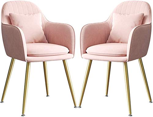 Modern Kitchen Dining Room Chairs Set Of 2 Velvet Dining Chair Kitchen Counter Lounge Living Room Corner Chair Metal Legs with Armrests & Backres