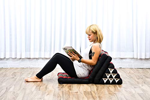 Leewadee 3-Fold Mat with Triangle Cushion – Comfortable TV Pillow, Foldable Mattress with Cushion Made of Eco-Friendly Kapok, 170 x 53 cm, black