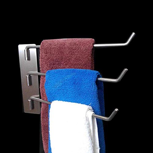 N/A Towel rack - Swivel Towel Bar Stainless Steel Bathroom Swing Hanger Towel Rack Holder Storage Organizer Space Saving Wall Mount Brushed Finis