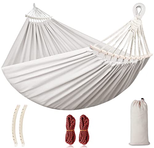 Outdoor Hammock, Super Soft and Breathable, Mesh Hammock Made of Cool Nylon with Wooden for Indoor, Balcony, Garden, Camping, Backpacking