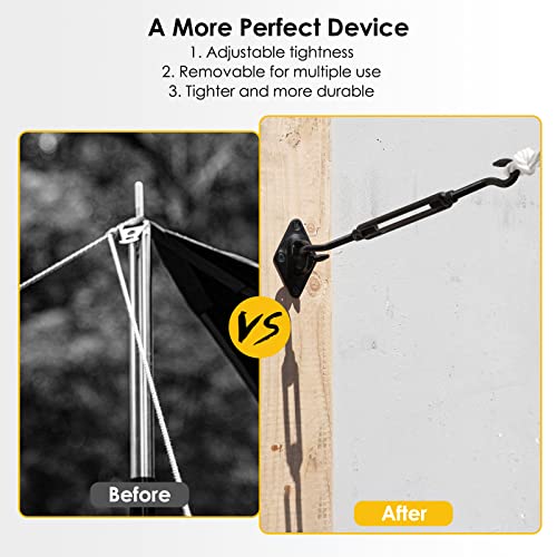 Sun Shade Sail Hardware Kit M6 Black for Garden Triangle, Awning Attachment Set, Heavy Duty Sun Shade Sail Fixing Kit