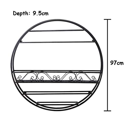 EYLINK Wine Racks,Retro Round Wall Hanging Wine Rack Storage Holder American Style Wine Bottle Racks Bar Display Metal Vintage Decoration Shelf B