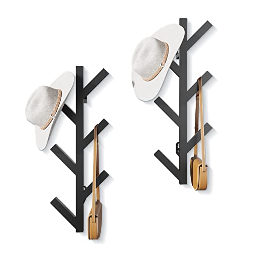 RRG Vertical Coat Rack Wall Mounted, Metal Vertical Hat Rack for Wall, Modern Wall Coat Tree for Hats, Jackets, Bags, Entryway Bedroom