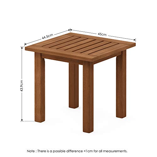 Furinno Outdoor Patio End, Side Tables, Wood, Natural, 45 (W) x 43.9 (H) x 44.45 (D) cm