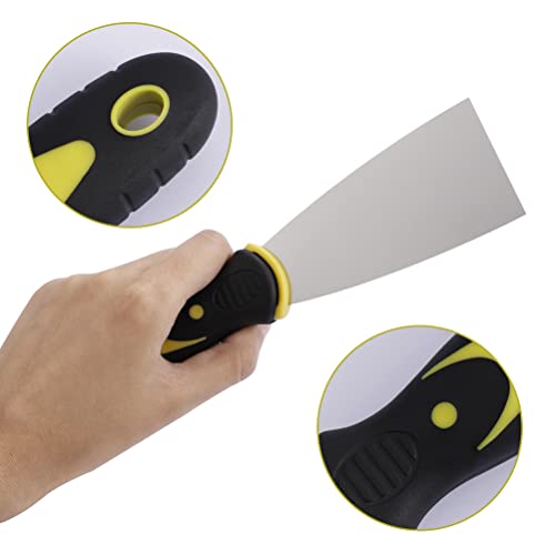 kuou 3 Pcs Wallpaper Scraper, Stainless Steel Paint Scraper Tool Plaster Scraper Set Wall Filler Tool Putty Scraper Set for Wall Decoration-1/1.5
