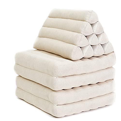 Leewadee 3-Fold Mat with Triangle Cushion – Comfortable TV Pillow, Foldable Mattress with Cushion Made of Eco-Friendly Kapok, 170 x 53 cm, black