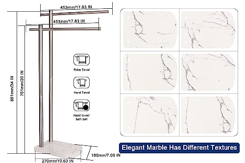 NearMoon Standing Towel Rack, Freestanding Double Towel Holder with Marble Base for Bathroom, Pool, SUS304 Stainless Steel (Brushed Nickel)