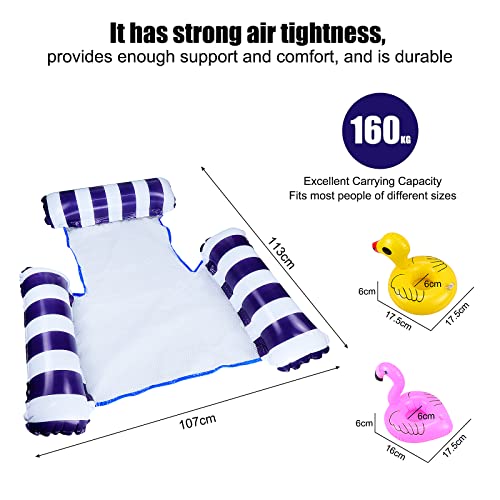 Homgaty Water Hammock, 4-in-1 Multi-Purpose Inflatable Pool Hammock, Swimming Pool Float Hammock Portable with 2 Pcs Inflatable Drink Holders for