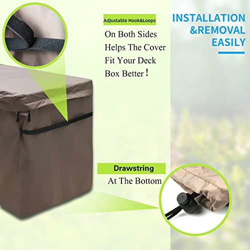 MountainLoc Garden Deck Box Cover, Storage Box Protective Covers With Zipper Lid And Air Vent, Waterproof, 420D Oxford Brown (123 * 55 * 62cm)