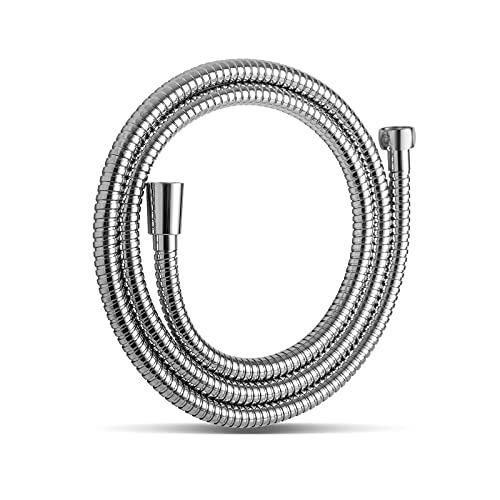 OFFO Shower Hose,Stainless Steel Replacement High Pressure Shower Pipe Anti-Kink Shower Hose for Bath Taps Chrome,1.5m