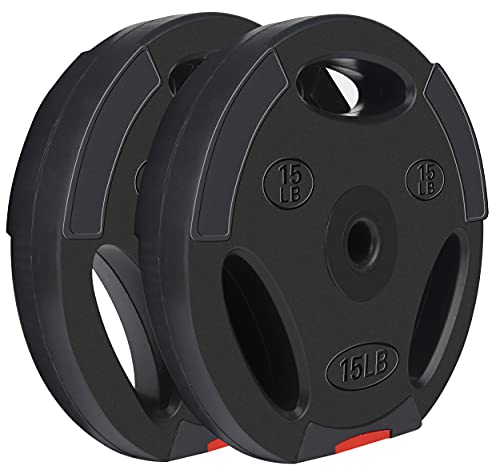 BalanceFrom Vinyl Standard 1-Inch Plate Weight Plate for Strength Training, Weightlifting and Crossfit, Pair or Set with Barbell