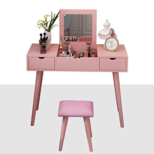 DINGZZ Dressing Table Small Apartment Mini Bedroom Economy Nordic Simple Flip Makeup Table
