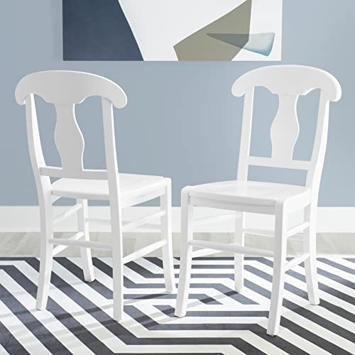 Linon Waurd White Fully Assembled Set of 2 Side Chairs, Solid Beechwood, Dining Height