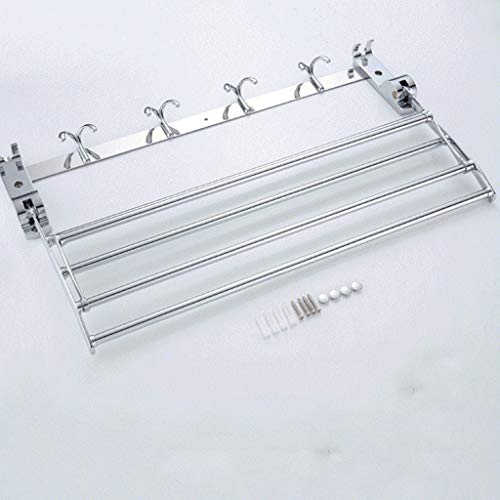 N/A Towel rack- Hotel Towel Rack with Shelf for Bathroom Foldable Shower Towel Holder Wall Mounted Stainless Steel Brushed Nickel