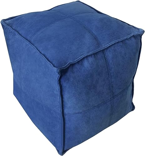 Louis Donné Square Pouf Ottoman Cover, 17.7" Pouf Ottoman, Color Blue Boho Pouf Ottoman with Storage,Poufs for Lving Room…