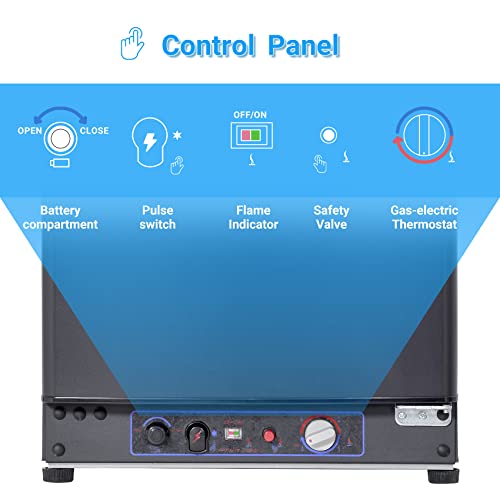 Techomey 3 Way Fridge Camping, 60L Gas Fridge 12V 240V LPG, 3 Way Campervan Fridge for Camping, Outdoor, Caravan, RV, Motorhome, Traveling, Black