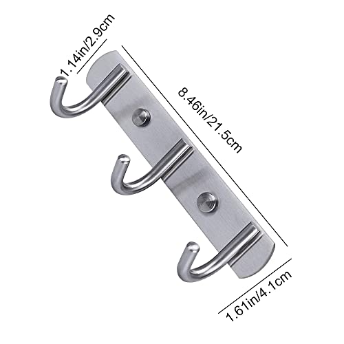 LEEJTONGQ Coat Hook Wall Mounted Coat Hooks Rack with 3 Round Hooks Coat Rack for Towel Coat Robe Hat Clothes