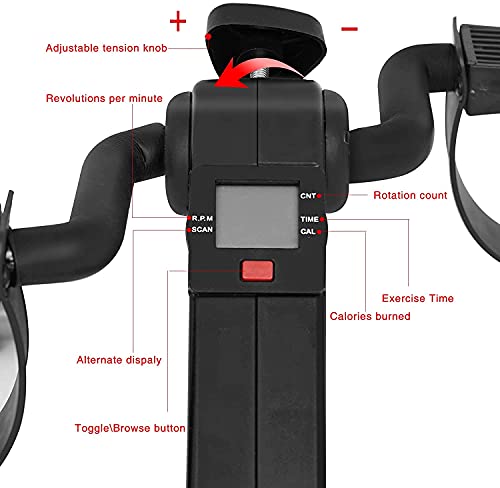 EVOLVE Foldable Mini Pedal Exercise Bike for Home/Office Workout Pedal Exerciser with LCD Display, Adjustable Resistance, Under Desk Bike, Exerci