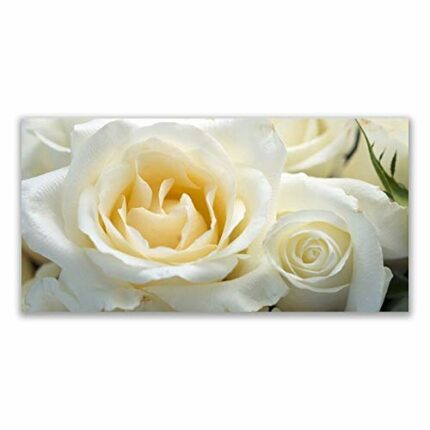 Tulup Glass Splashback for Kitchen - 55.1 in x 27.6 in / 140x70 cm - Cooker Wall Protection Tempered Glass - Roses Floral