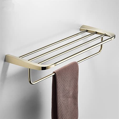 HIGOH Towel Racks,Bathroom Towel Rack Wall Mounted Towel Holder,Bath Hardware Solid Copper Towel Rack Shelf,Nail Punched Brushed Towel Holder