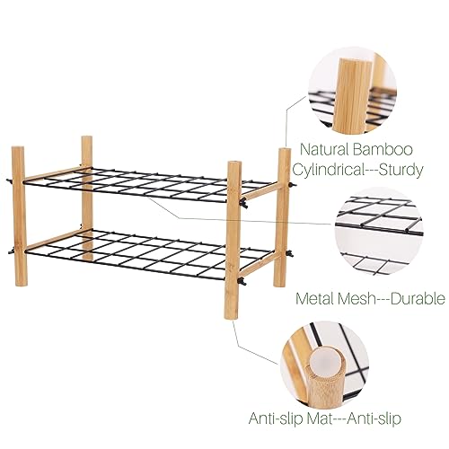 Nothing burger Water Bottle Organiser for Cupboard, 2-Tier Stackable Plastic Water Bottle Storage Bamboo, Wine Cupboard Storage Racks Holds 8 Bot