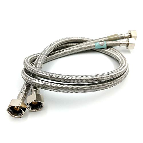 Pair of 1/2" x 1/2" BSP (900mm) Flexible Connectors | DIY Repalcement Bathroom/Kitchen/Boiler Flexi Hose Pipes Tail
