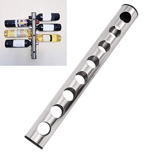 Fdit Single Stainless Steel Pipe Wine Bottle Holder Wall Mounted Vertical Red Wine Bottle Holder Rack Elegant Storage for Kitchen Dining Room Bar