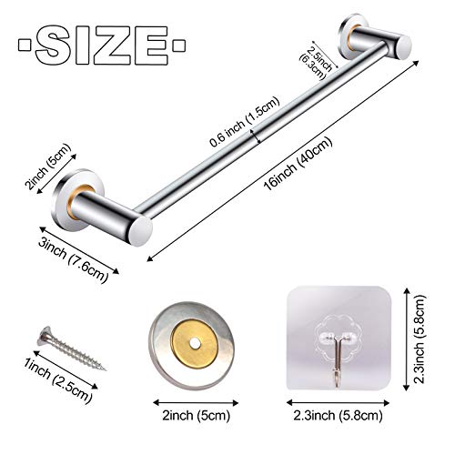 Towel Rail-40cm Stainless Steel Bath Towel Holder,Brushed Hand Towel Holder Hanger Rail Organizer Rack Bar Bathroom Accessories for Bathroom Hard