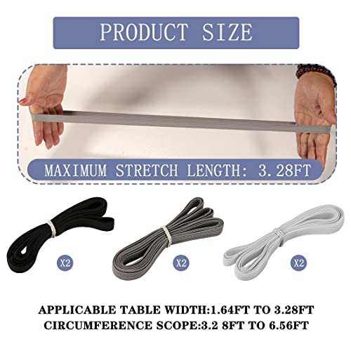 LAOJU Tablecloth Strap Band Elastic Table Bungees Cord 6PCS Picnic Table Cloth Clips for Outdoor Indoor Tables Camping Wedding, 100CMX1CM