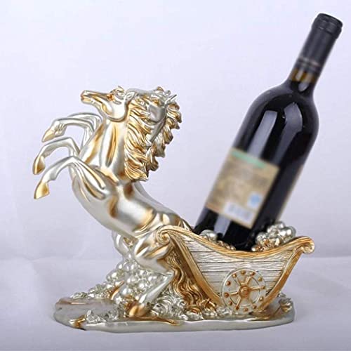 NEOCHY European Champagne Double Horse Car Wine Rack Decoration Bottle Stand, Fashion Rack Single Bottle Tabletop Holder for Home Decor