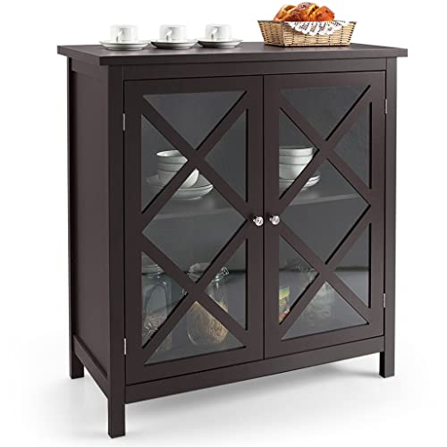 DSHGDJF Kitchen Buffet Storage Cabinet With Glass Doors And Adjustable Shelves (Color : White)