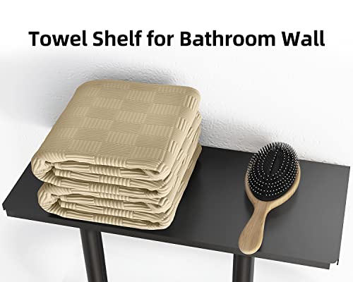Towel Rack Wall Mounted, BETHOM Towel Racks with Shelf and 3 Hooks for Small Bathroom, Towel Storage Wall Can Holds Up to 3 Large Size(160x100 cm